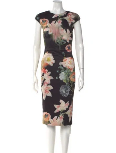 Pre-owned Ted Baker Floral Print Midi Length Dress