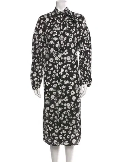 Pre-owned Ted Baker Floral Print Midi Length Dress In Black