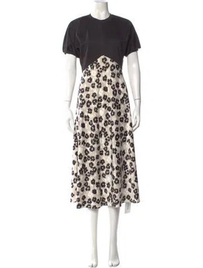 Pre-owned Ted Baker Floral Print Midi Length Dress In Black
