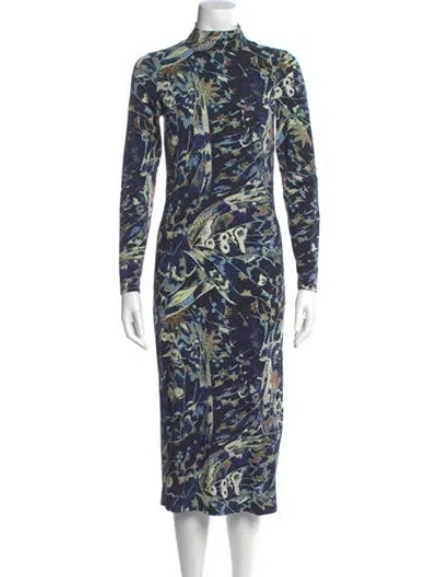 Pre-owned Ted Baker Floral Print Midi Length Dress In Blue