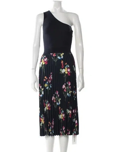 Pre-owned Ted Baker Floral Print Midi Length Dress In Blue