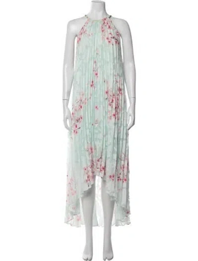 Pre-owned Ted Baker Floral Print Midi Length Dress In Blue