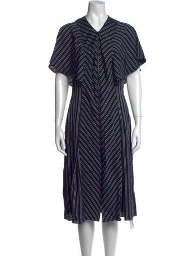 Pre-owned Ted Baker Floral Print Midi Length Dress In Blue