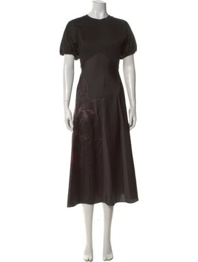 Pre-owned Ted Baker Floral Print Midi Length Dress In Brown