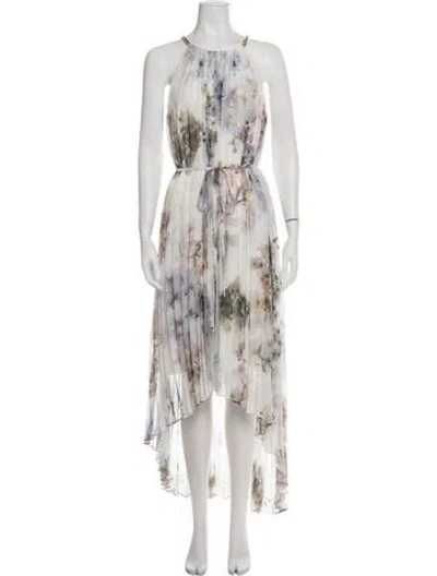 Pre-owned Ted Baker Floral Print Midi Length Dress In Green