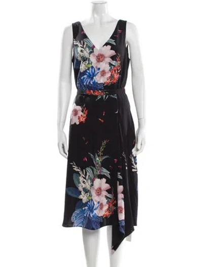Pre-owned Ted Baker Floral Print Midi Length Dress In Multi