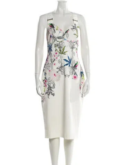 Pre-owned Ted Baker Floral Print Midi Length Dress In Multi