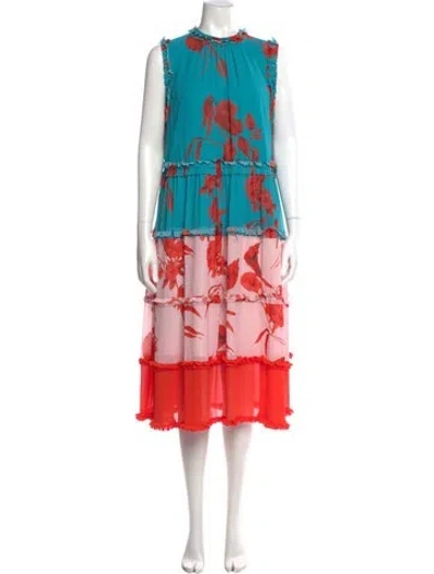 Pre-owned Ted Baker Floral Print Midi Length Dress In Multi