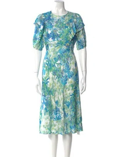 Pre-owned Ted Baker Floral Print Midi Length Dress In Multi