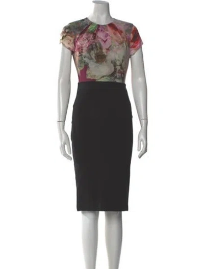 Pre-owned Ted Baker Floral Print Midi Length Dress In Multi