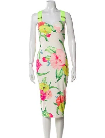 Pre-owned Ted Baker Floral Print Midi Length Dress In Multi