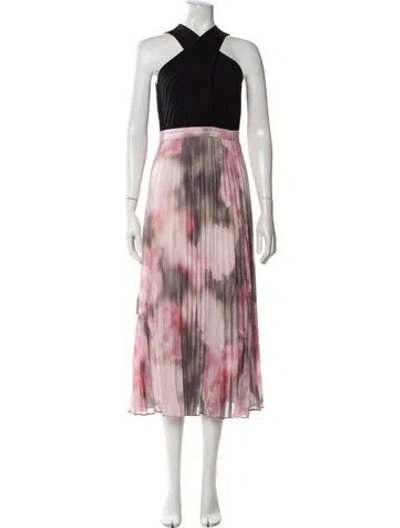 Pre-owned Ted Baker Floral Print Midi Length Dress In Multi