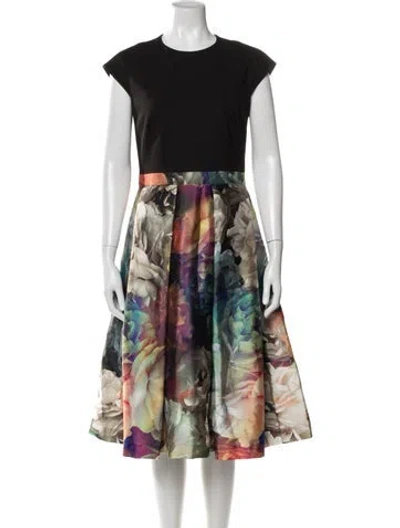 Pre-owned Ted Baker Floral Print Midi Length Dress In Multi