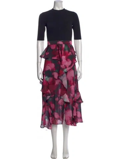 Pre-owned Ted Baker Floral Print Midi Length Dress In Multi