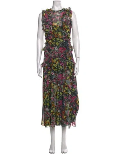 Pre-owned Ted Baker Floral Print Midi Length Dress In Multi