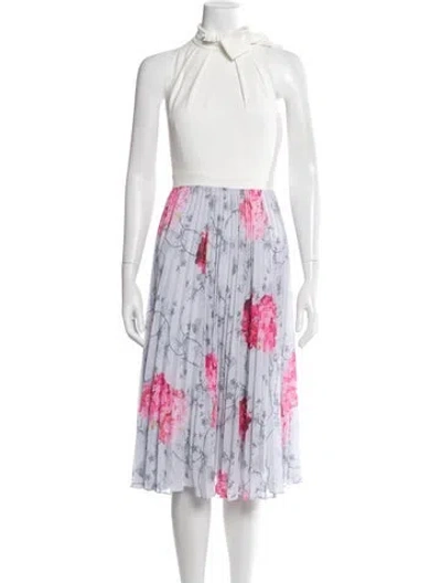 Pre-owned Ted Baker Floral Print Midi Length Dress In Multicolor