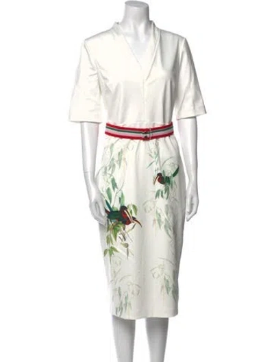 Pre-owned Ted Baker Floral Print Midi Length Dress In Neutral