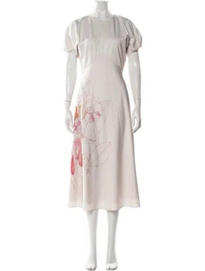 Pre-owned Ted Baker Floral Print Midi Length Dress In Neutral