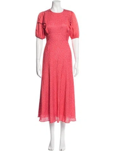 Pre-owned Ted Baker Floral Print Midi Length Dress In Orange