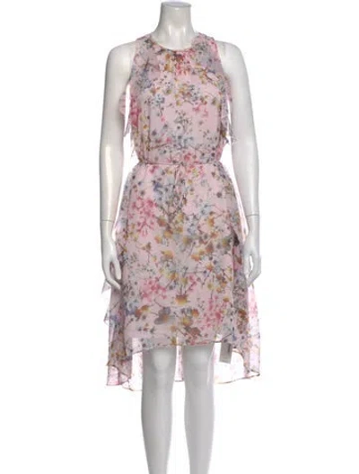 Pre-owned Ted Baker Floral Print Midi Length Dress In Pink