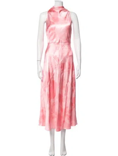 Pre-owned Ted Baker Floral Print Midi Length Dress In Pink