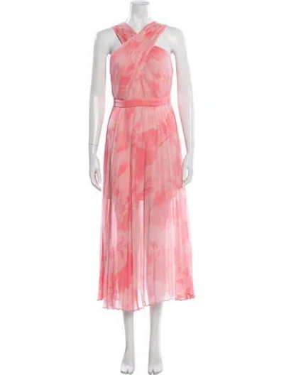 Pre-owned Ted Baker Floral Print Midi Length Dress In Pink