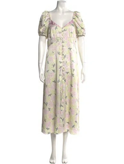 Pre-owned Ted Baker Floral Print Midi Length Dress In Pink