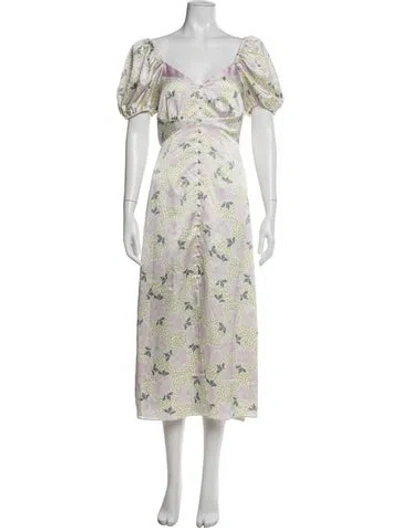 Pre-owned Ted Baker Floral Print Midi Length Dress In Pink