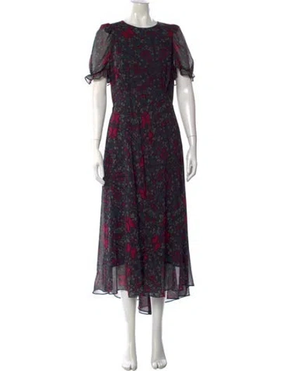 Pre-owned Ted Baker Floral Print Midi Length Dress In Pink