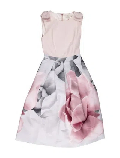 Pre-owned Ted Baker Floral Print Midi Length Dress In Pink