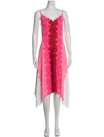 Pre-owned Ted Baker Floral Print Midi Length Dress In Pink