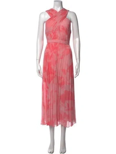Pre-owned Ted Baker Floral Print Midi Length Dress In Pink
