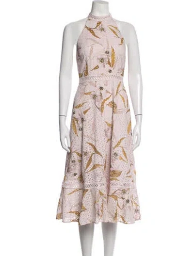 Pre-owned Ted Baker Floral Print Midi Length Dress In Pink