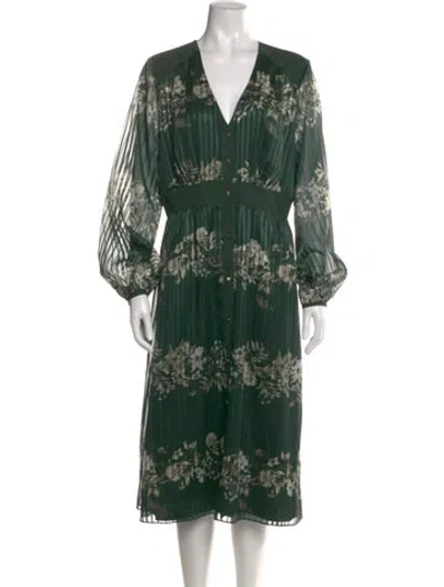 Pre-owned Ted Baker Floral Print Midi Length Dress W/ Tags
