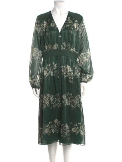 Pre-owned Ted Baker Floral Print Midi Length Dress W/ Tags