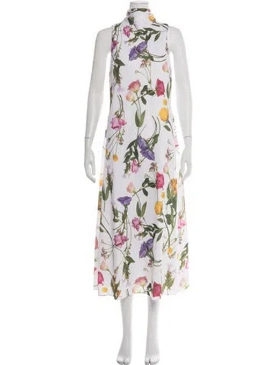 Pre-owned Ted Baker Floral Print Midi Length Dress W/ Tags In Pink