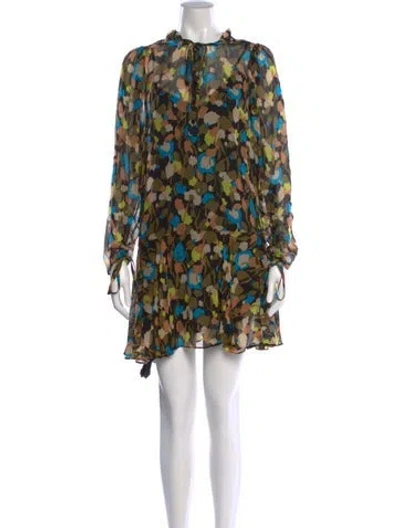 Pre-owned Ted Baker Floral Print Mini Dress In Black