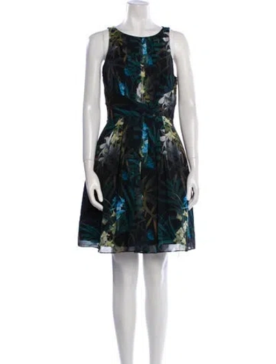 Pre-owned Ted Baker Floral Print Mini Dress In Black