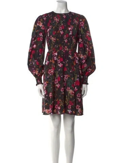 Pre-owned Ted Baker Floral Print Mini Dress In Black