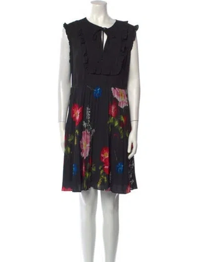 Pre-owned Ted Baker Floral Print Mini Dress In Black