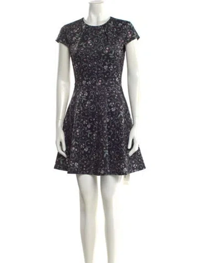 Pre-owned Ted Baker Floral Print Mini Dress In Black
