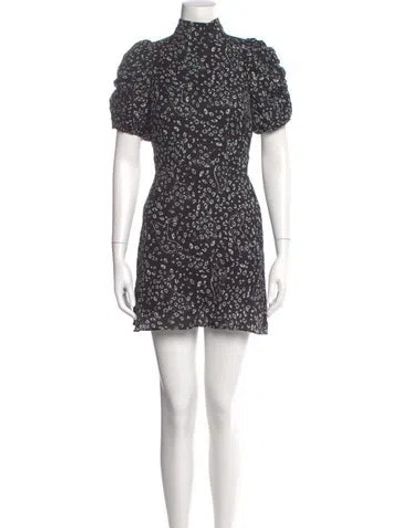 Pre-owned Ted Baker Floral Print Mini Dress In Black
