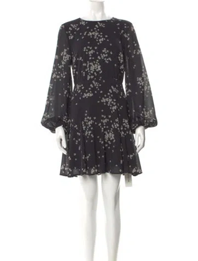 Pre-owned Ted Baker Floral Print Mini Dress In Black