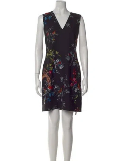 Pre-owned Ted Baker Floral Print Mini Dress In Black