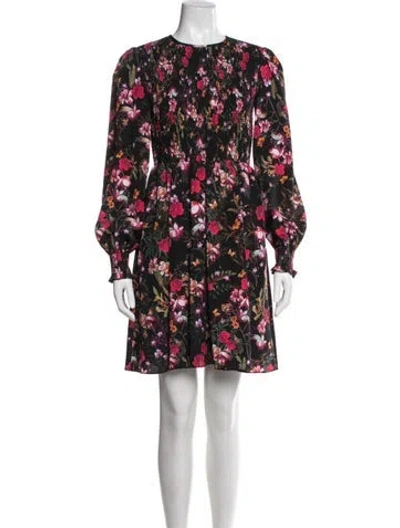 Pre-owned Ted Baker Floral Print Mini Dress In Black