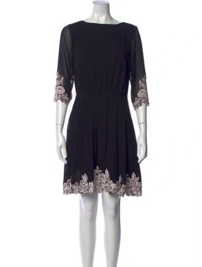 Pre-owned Ted Baker Floral Print Mini Dress In Black