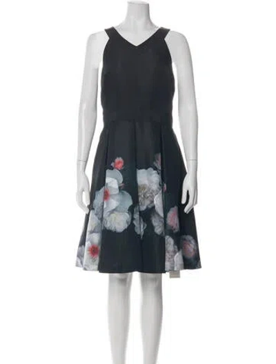 Pre-owned Ted Baker Floral Print Mini Dress In Black