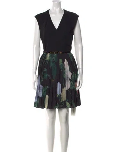 Pre-owned Ted Baker Floral Print Mini Dress In Black
