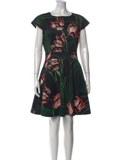 Pre-owned Ted Baker Floral Print Mini Dress In Black