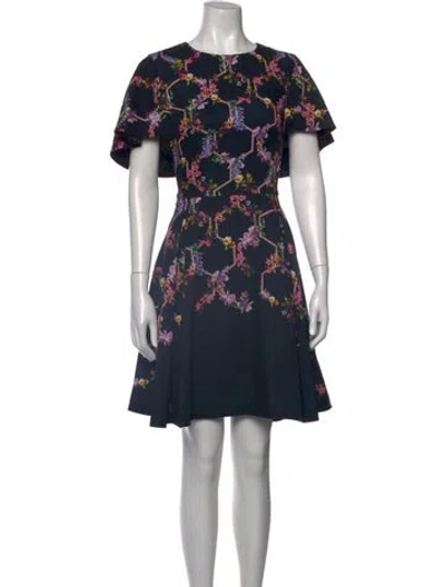 Pre-owned Ted Baker Floral Print Mini Dress In Black
